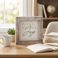 10" Reversible Wood Frame Sign - Coming/Joy | White and Gray