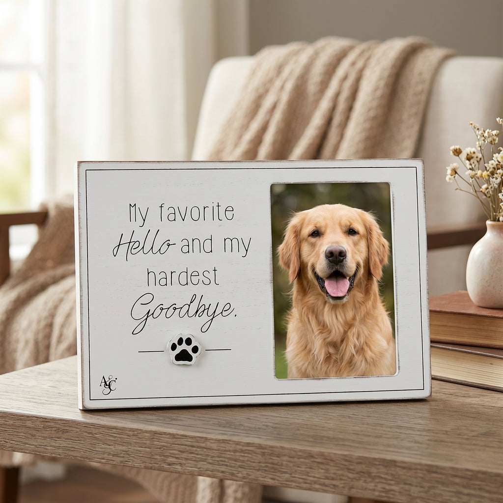 10" x 7" Wood Photo Frame - My Favorite Hello | Fur Babies Collection | Holds 4x6 Photo