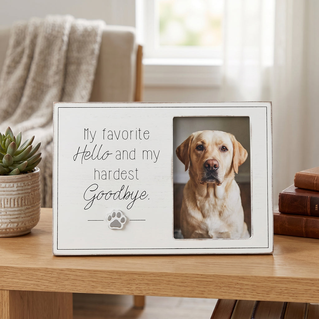 10" x 7" Wood Photo Frame - My Favorite Hello | Fur Babies Collection | Holds 4x6 Photo