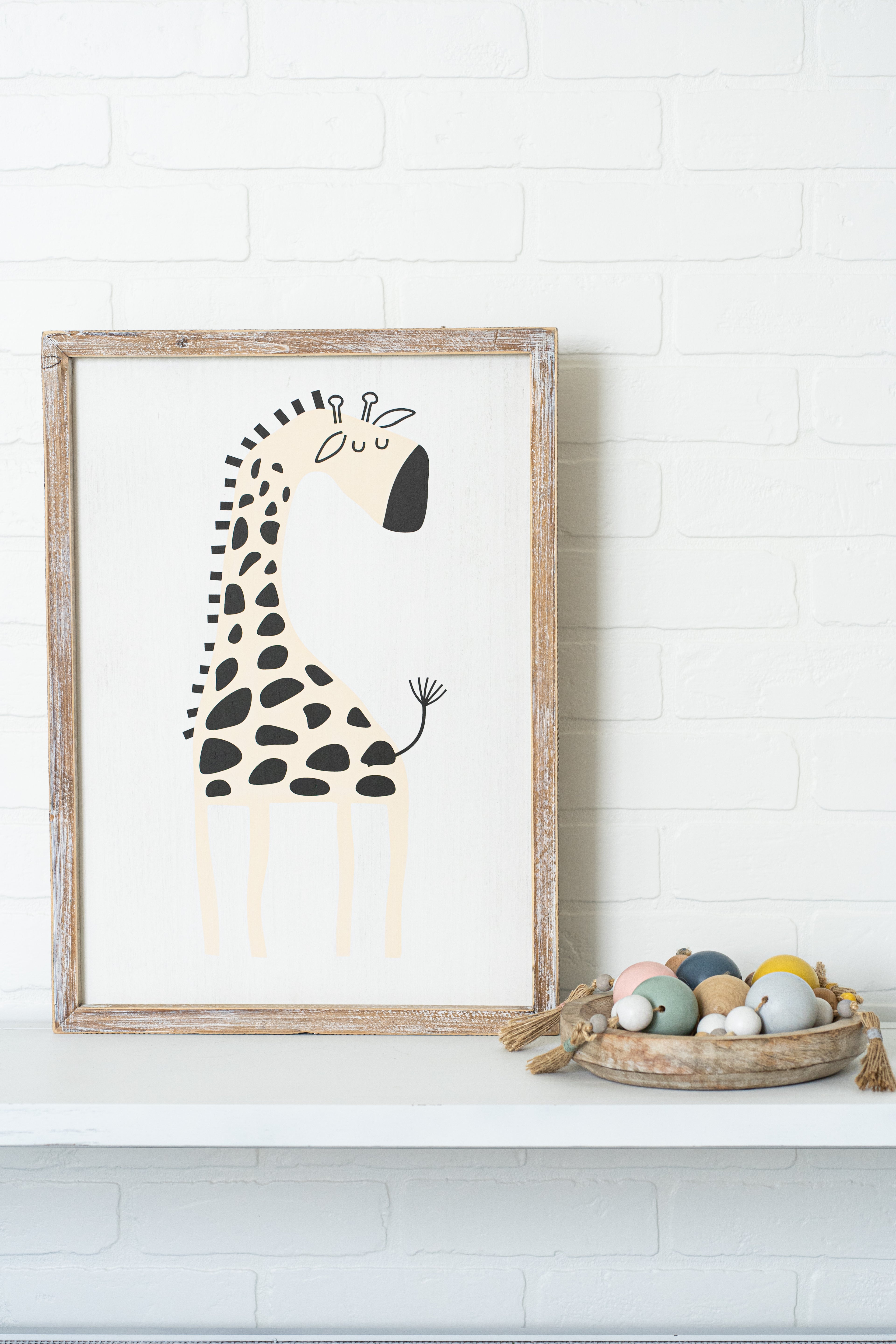 15" x 20" Reversible Wood Frame Sign - Giraffe