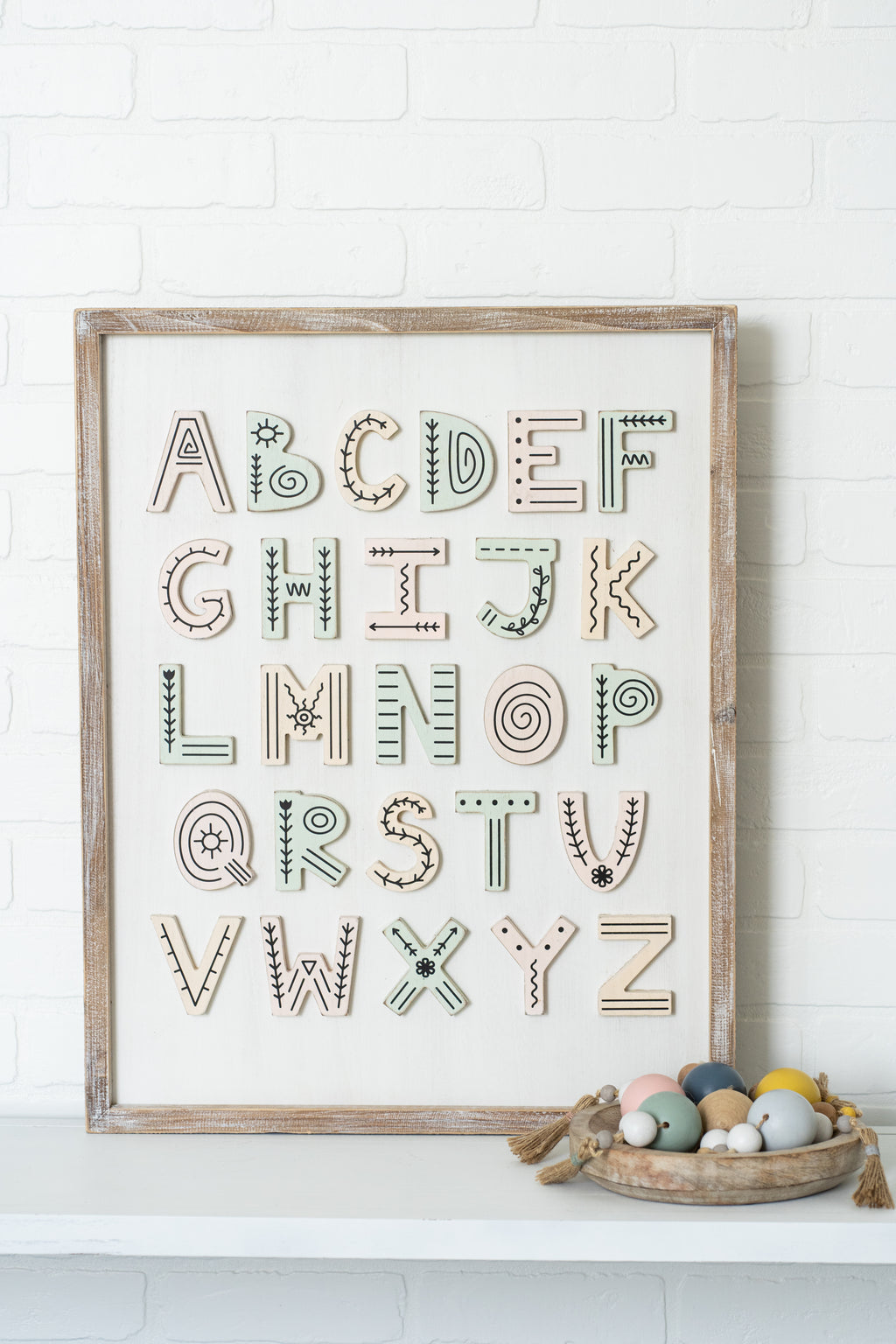 19" x 25" Reversible Wood Frame Sign - Alphabet | Multicolor