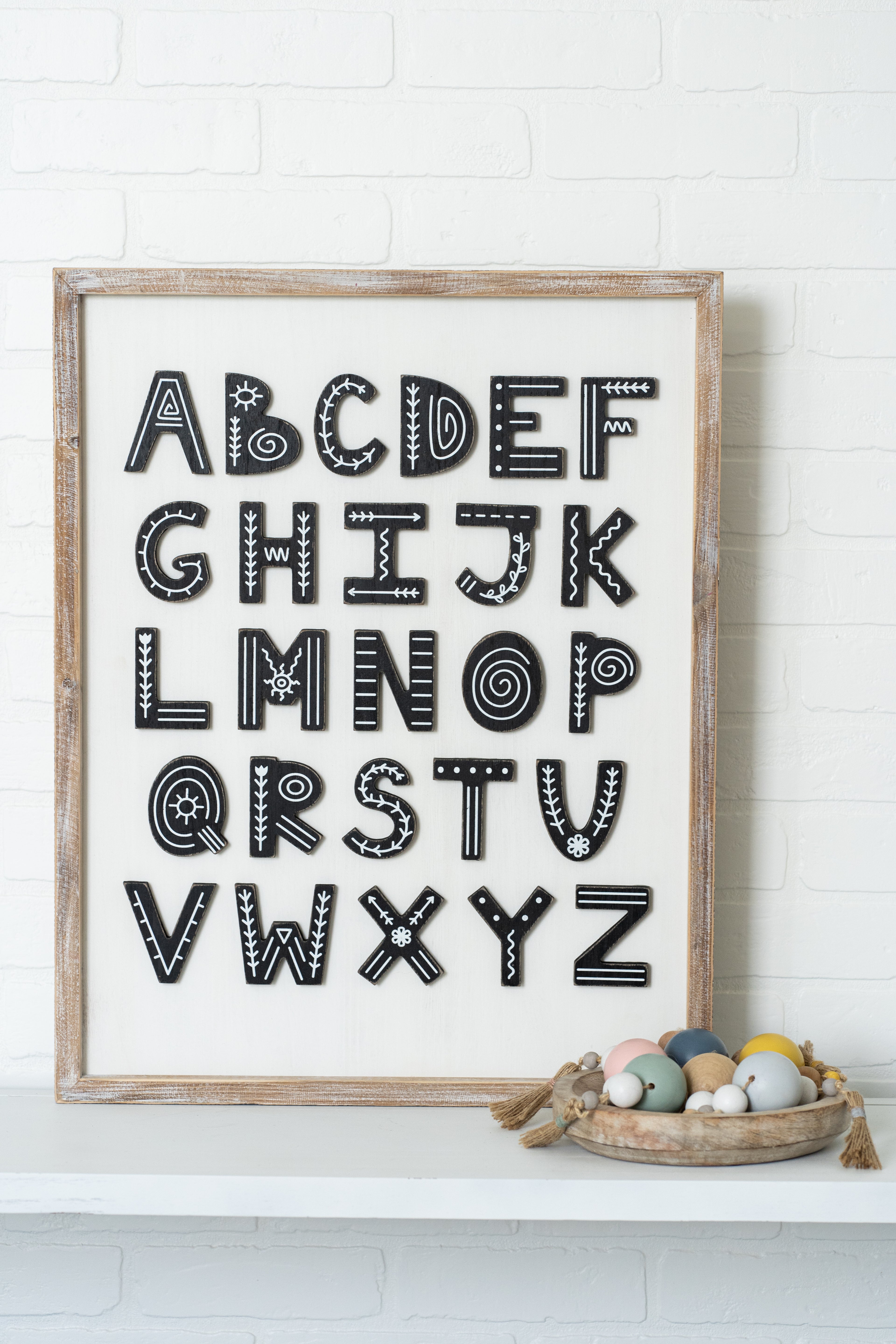 19" x 25" Reversible Wood Frame Sign - Alphabet | Multicolor