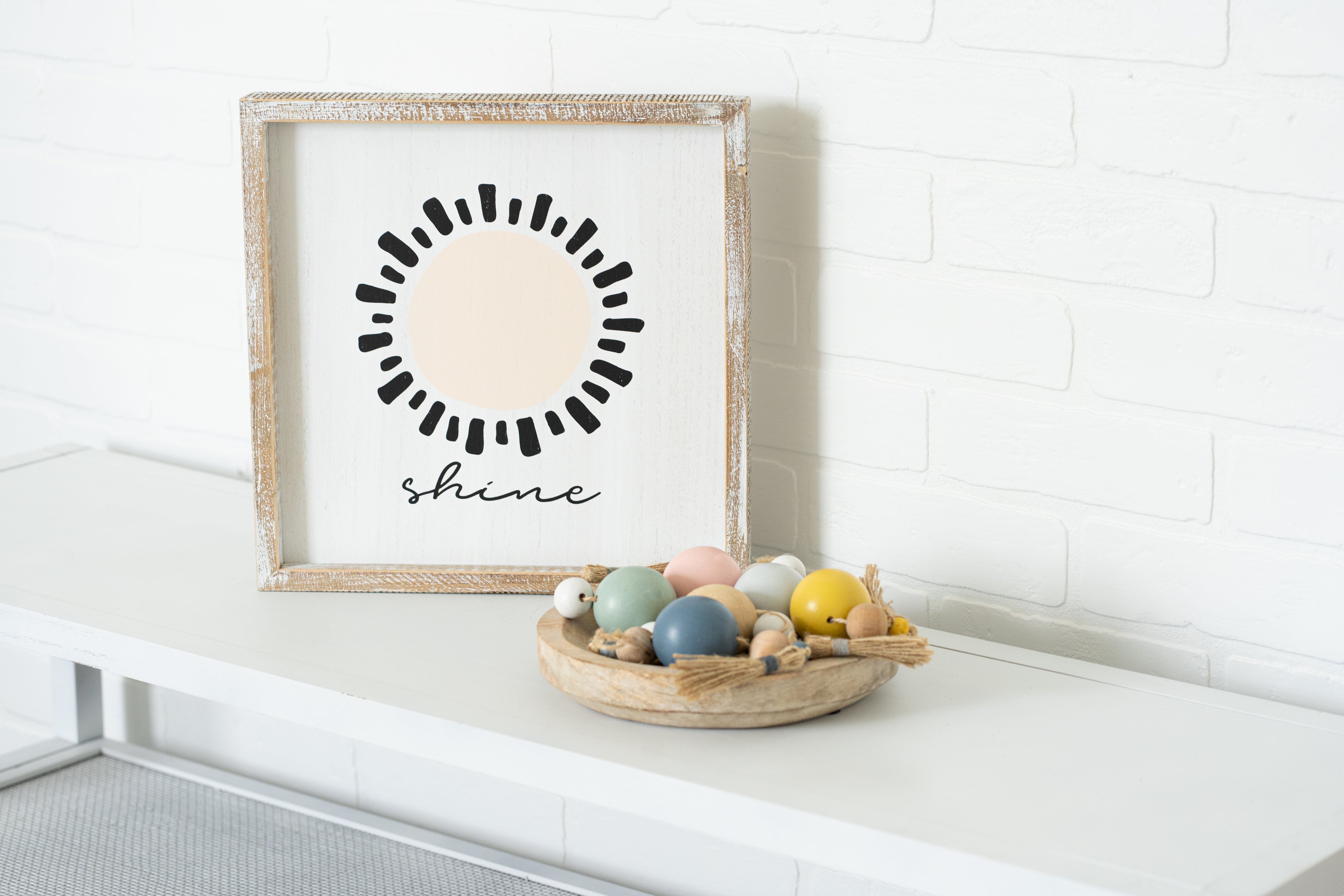 13" Reversible Wood Frame Sign - Shine | Animal Crackers Collection