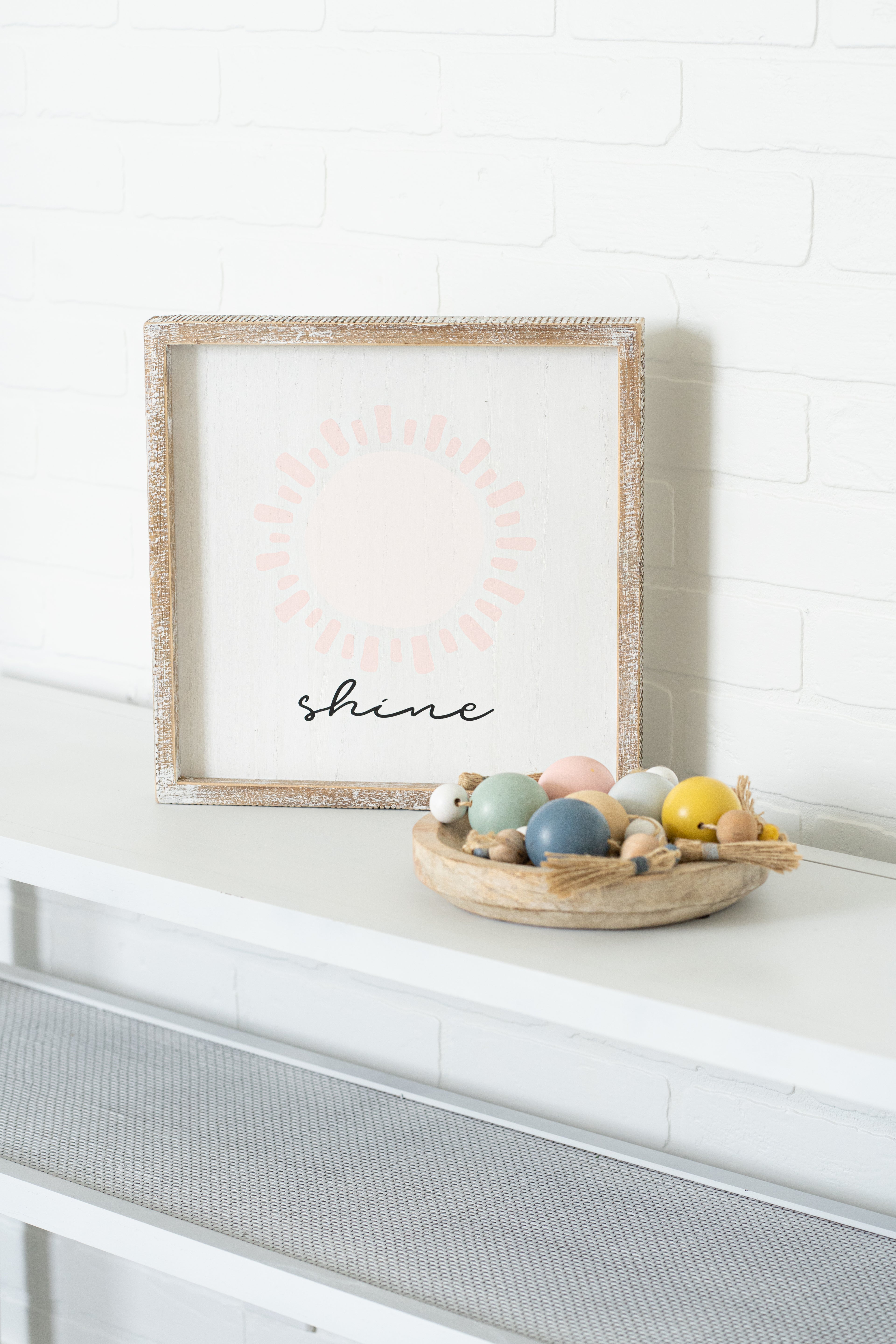 13" Reversible Wood Frame Sign - Shine | Animal Crackers Collection