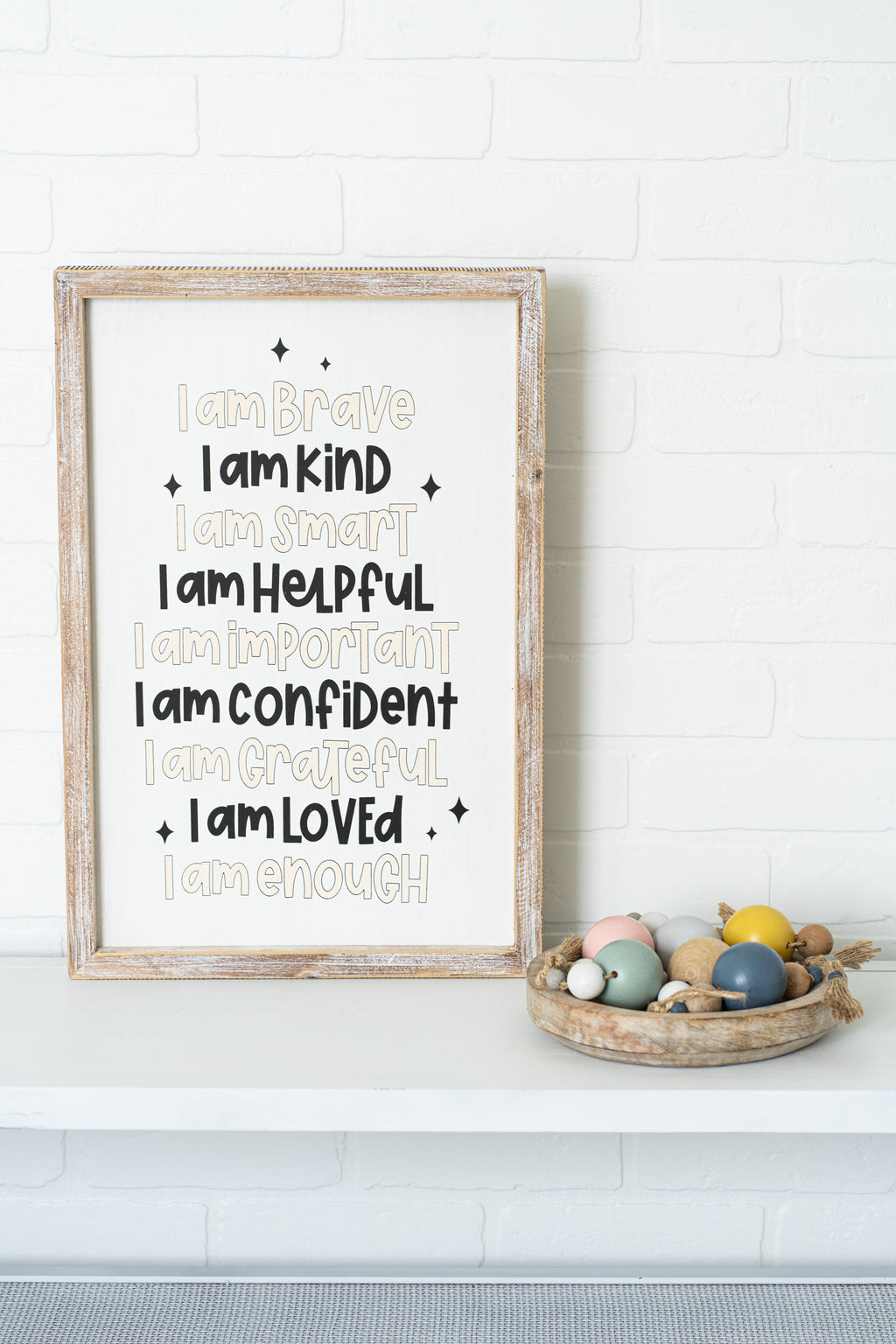 13" x 19" Reversible Wood Frame Sign - Brave/Stars