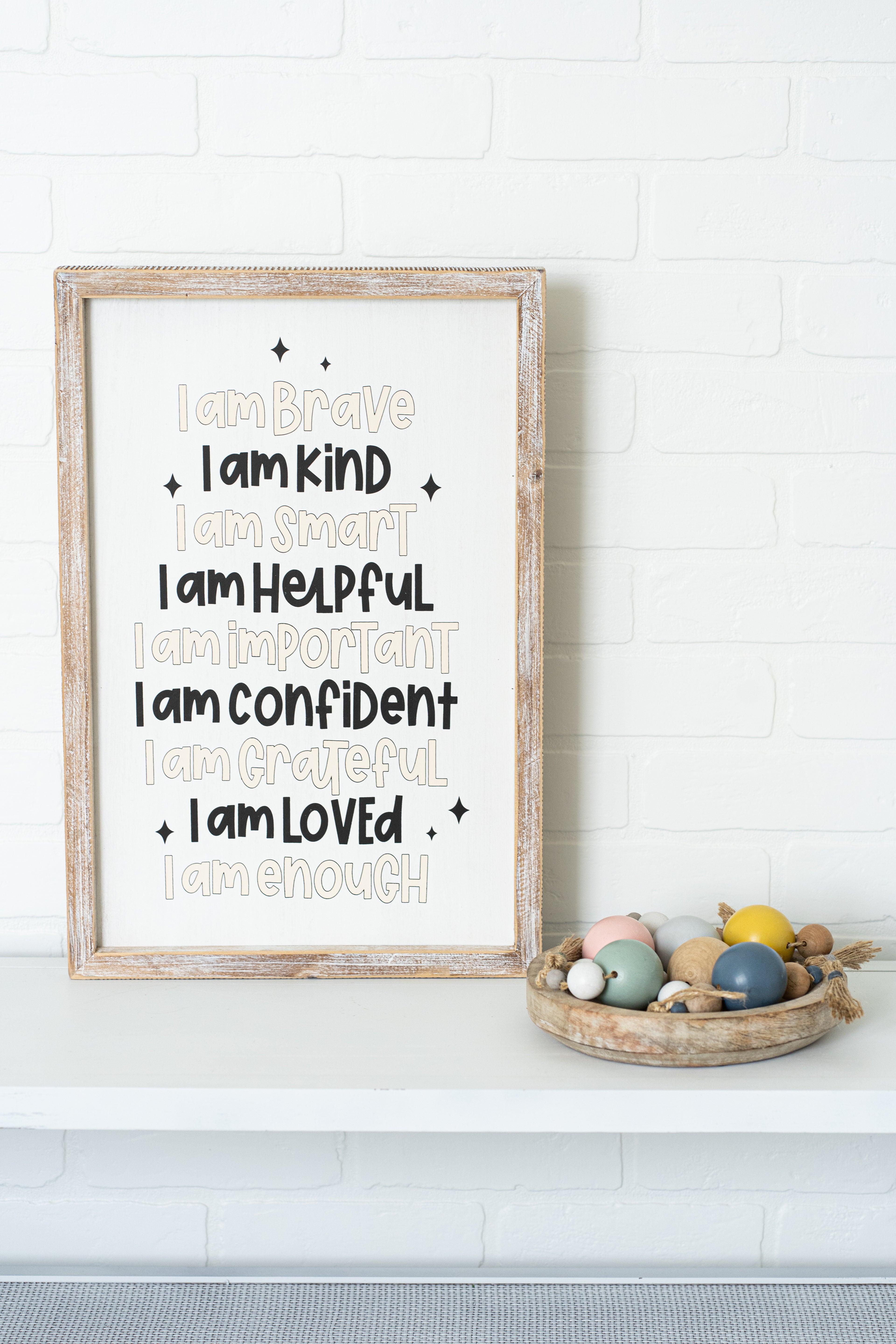 13" x 19" Reversible Wood Frame Sign - Brave/Stars
