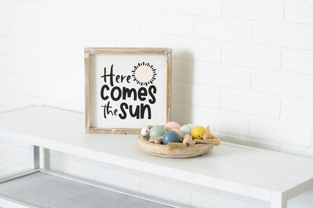 10" Reversible Wood Frame Sign - Sunshine/Sun