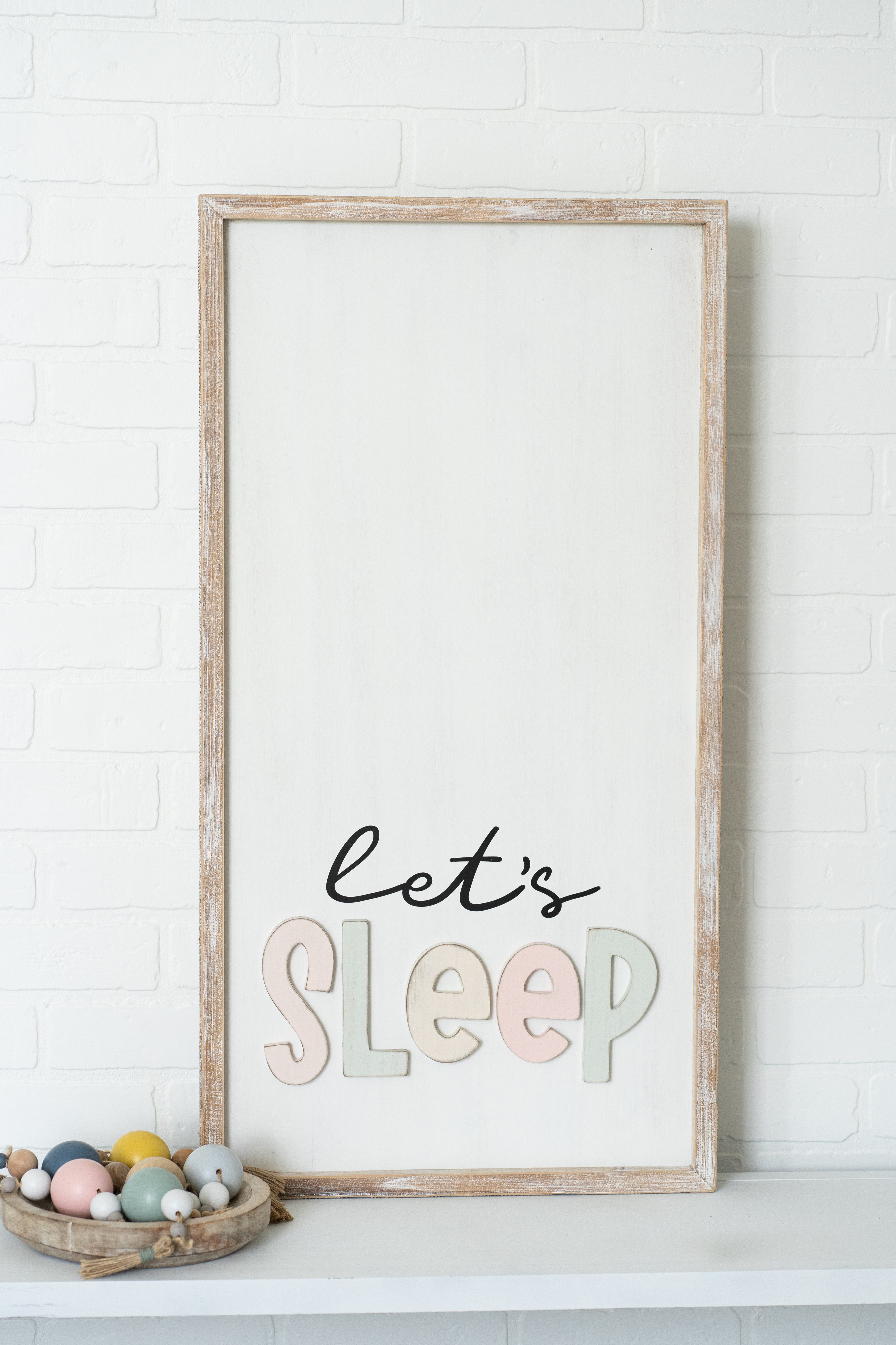 17" x 32" Reversible Wood Frame Sign - Let's Sleep/Let's Play