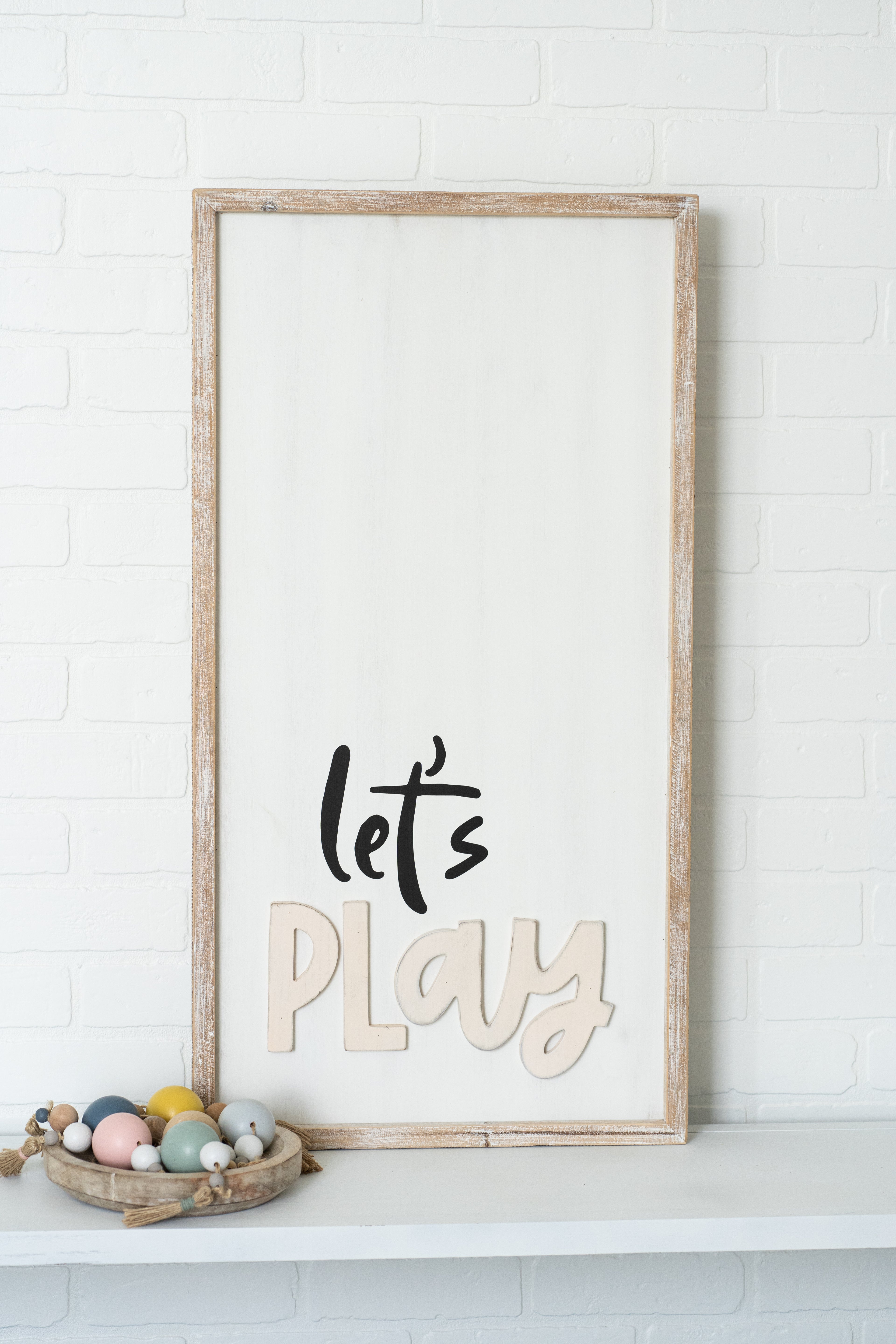 17" x 32" Reversible Wood Frame Sign - Let's Sleep/Let's Play