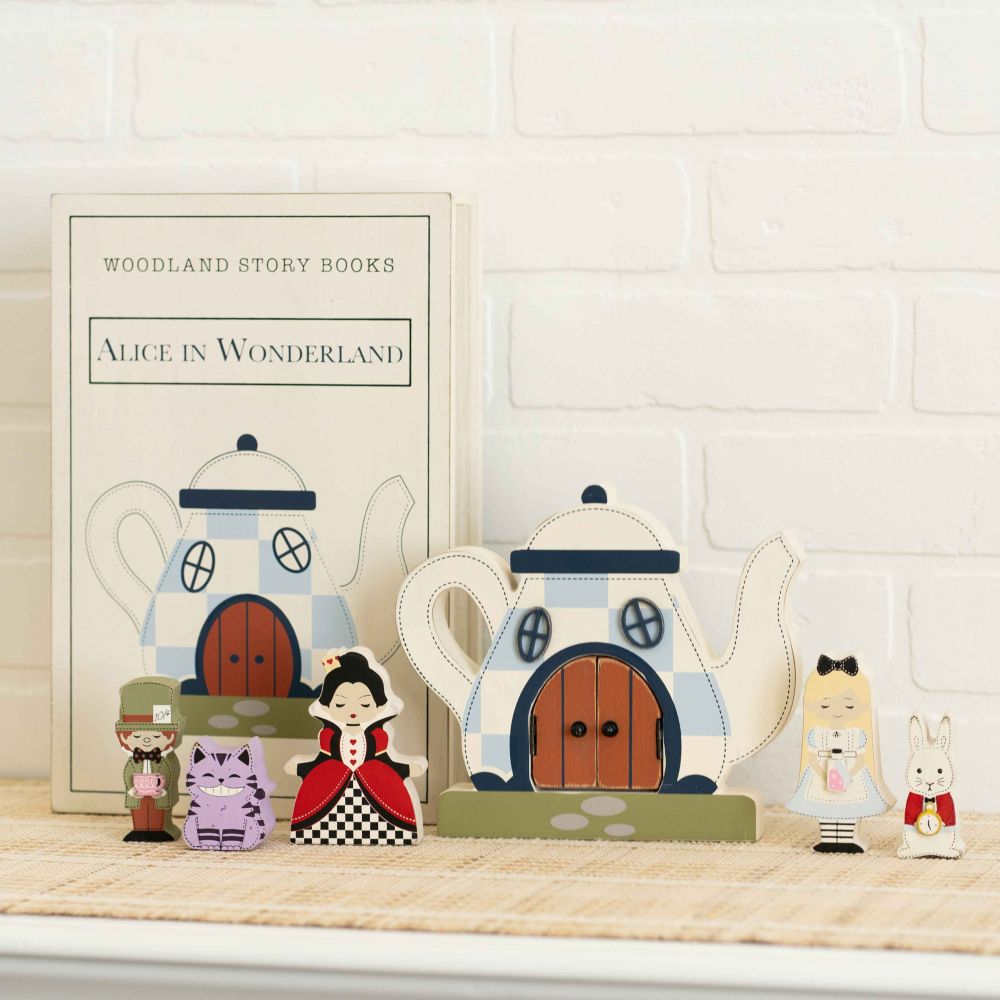 Wood Storybook Set - Alice in Wonderland | Woodland Story Books Collection (Set of 7)