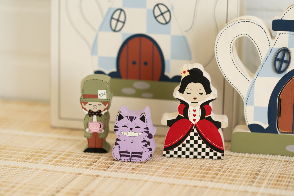 Wood Storybook Set - Alice in Wonderland | Woodland Story Books Collection (Set of 7)