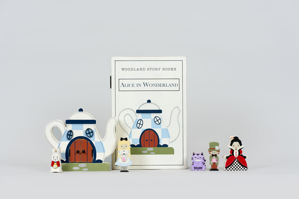 Wood Storybook Set - Alice in Wonderland | Woodland Story Books Collection (Set of 7)