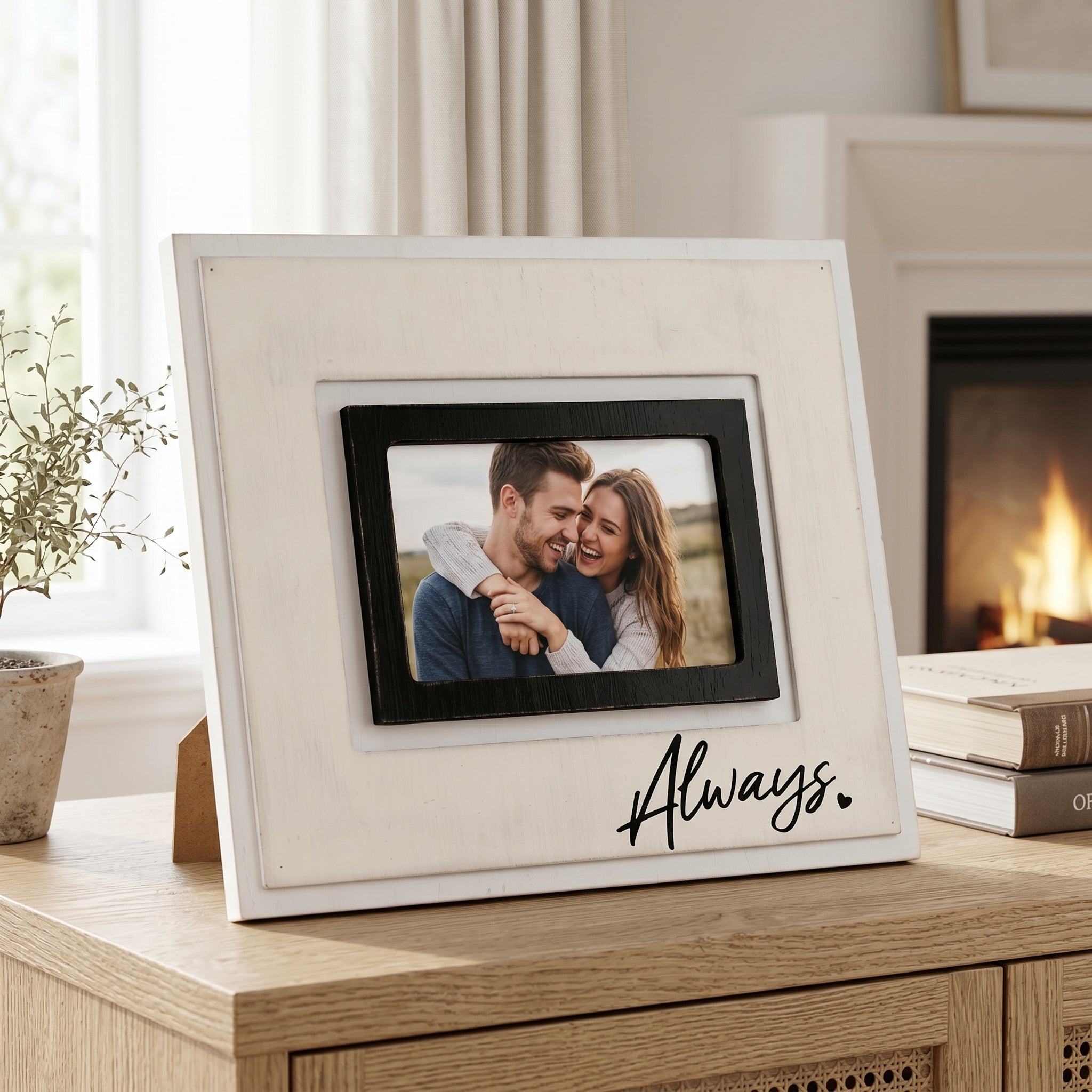 12" x 10" Wood Photo Frame - Always | You and Me Collection | Holds 6x4 Photo
