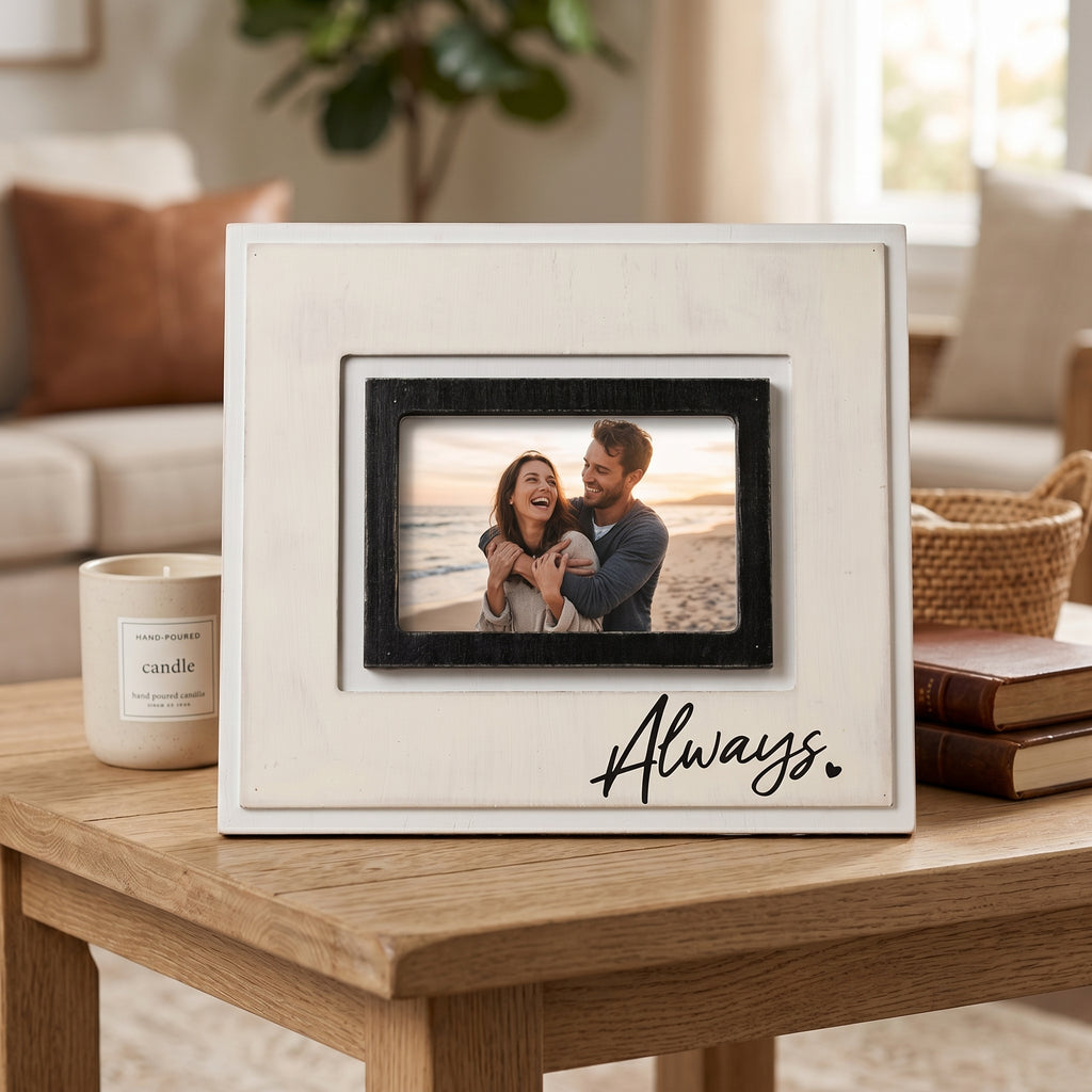12" x 10" Wood Photo Frame - Always | You and Me Collection | Holds 6x4 Photo
