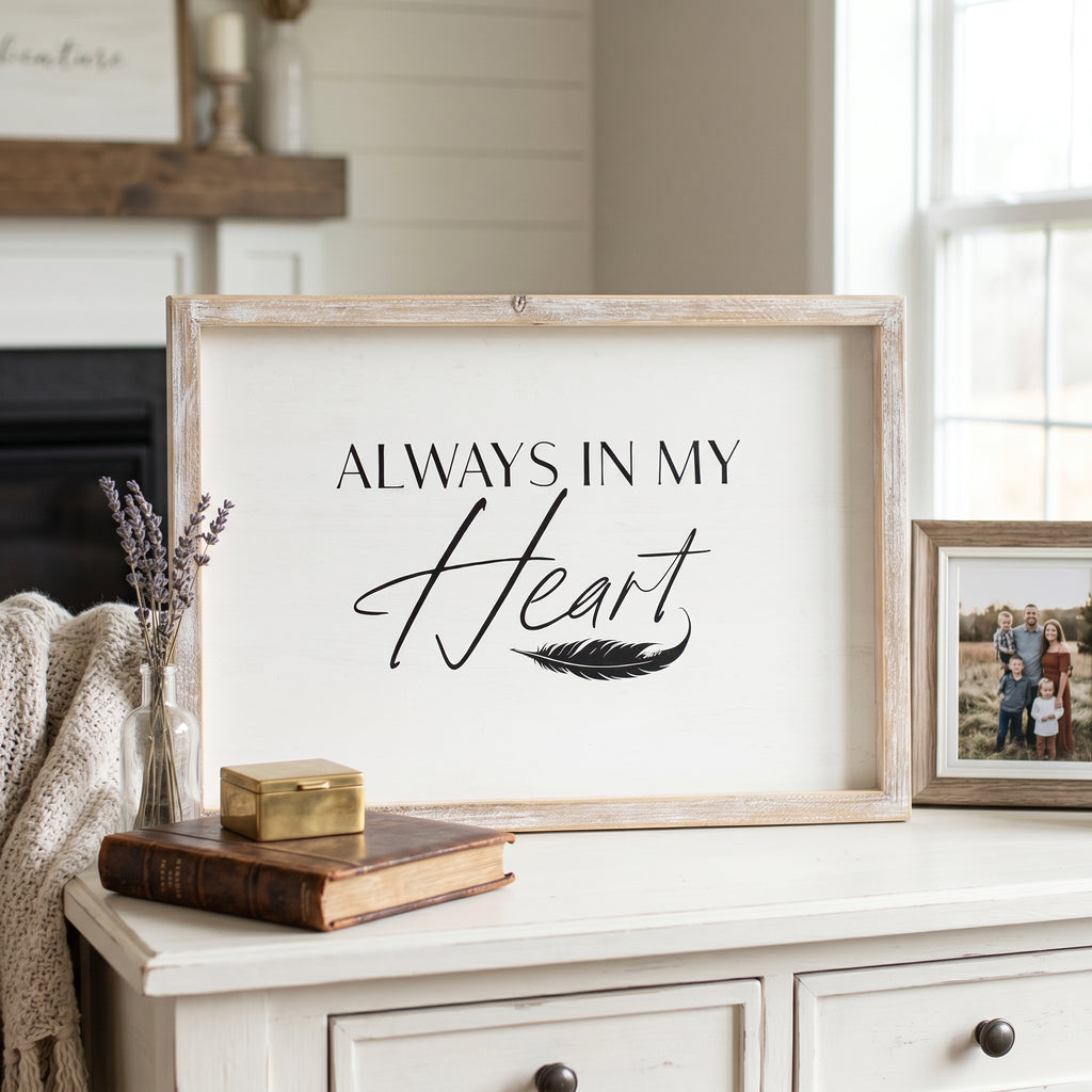 14" x 10" Wood Frame Sign - Always In My Heart | Remember When Collection
