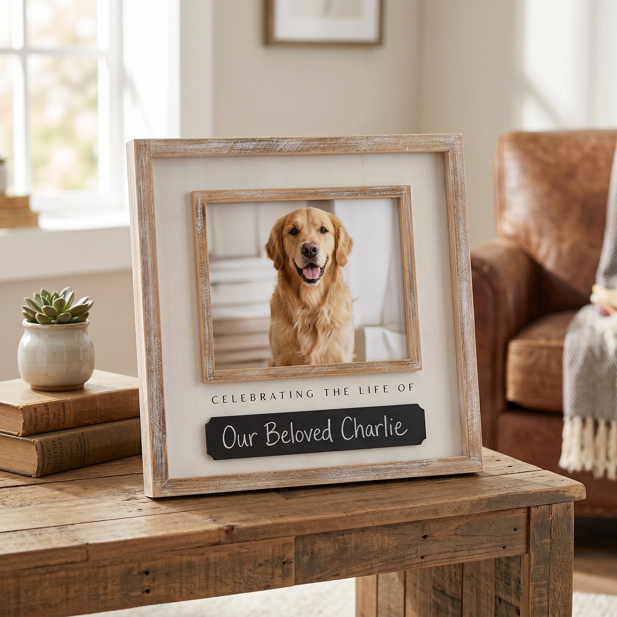 16" x 16" Wood Photo Frame - Celebrating the Life Of | Remember When Collection | Holds 10x8 Photo