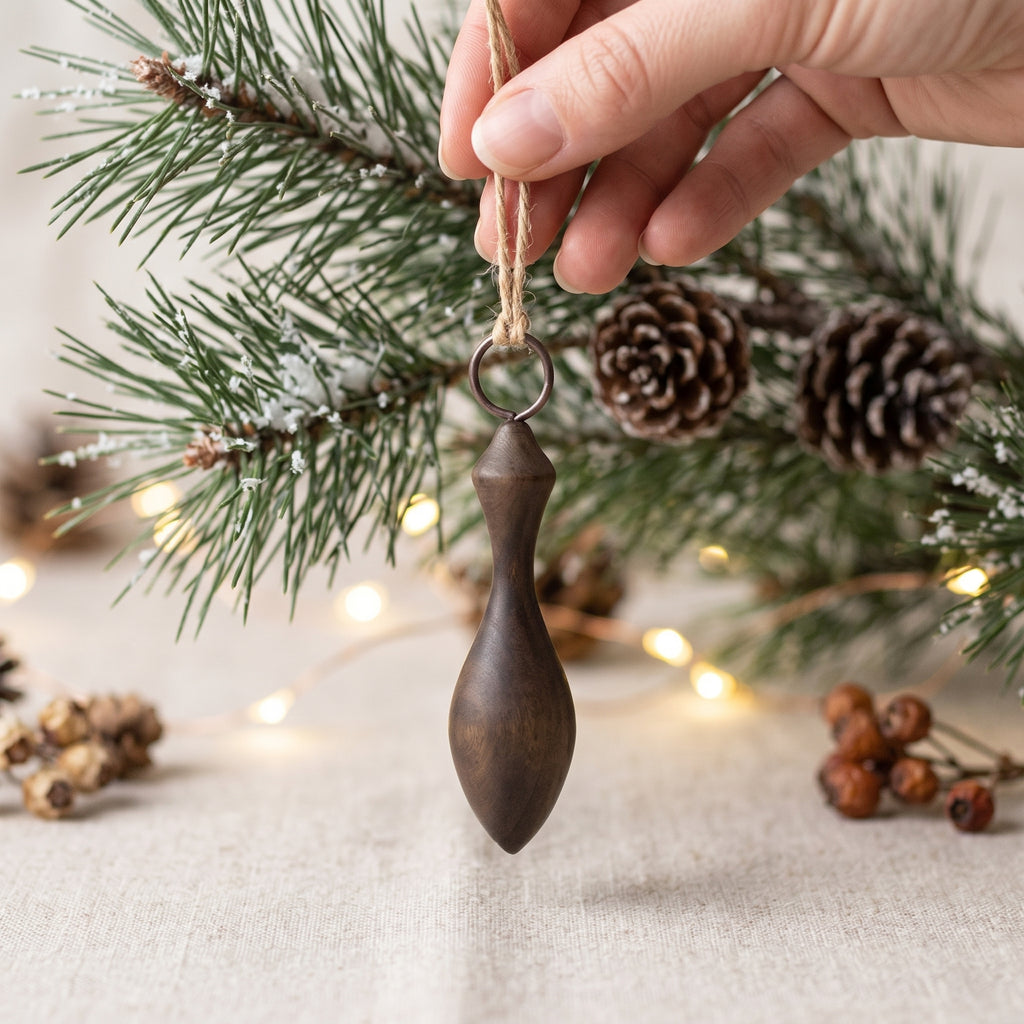 6" Wood Icicle Cutout Ornament - Brown