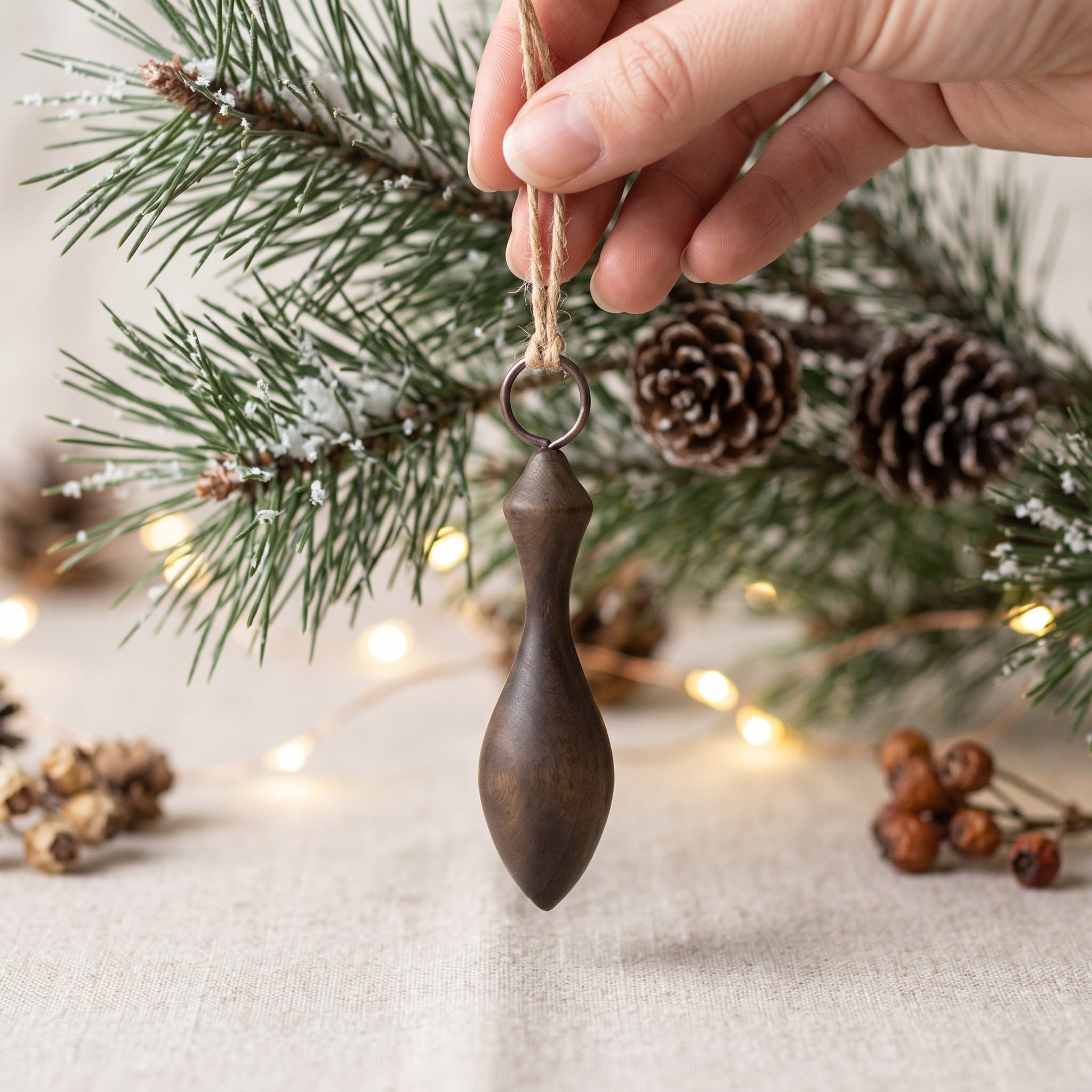 6" Wood Icicle Cutout Ornament - Brown