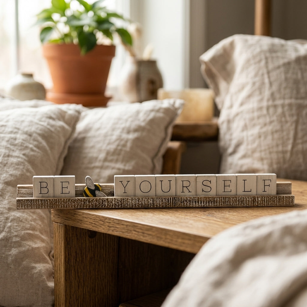 20" Wood Ledge Kit - Be Yourself | White, Gray and Yellow
