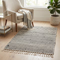 24" x 35" Handcrafted Jute Chindi Rug - Black and White