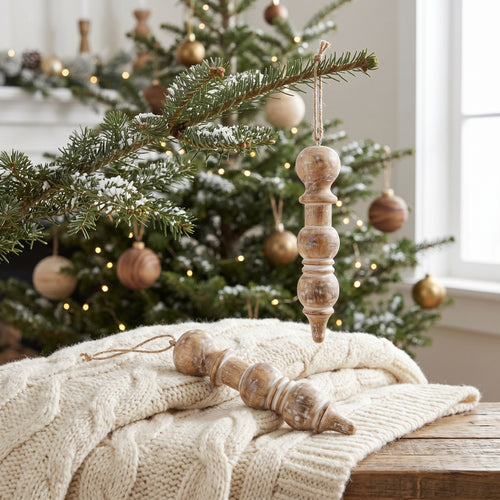 10" Mango Wood Ornament - Icicle | Natural