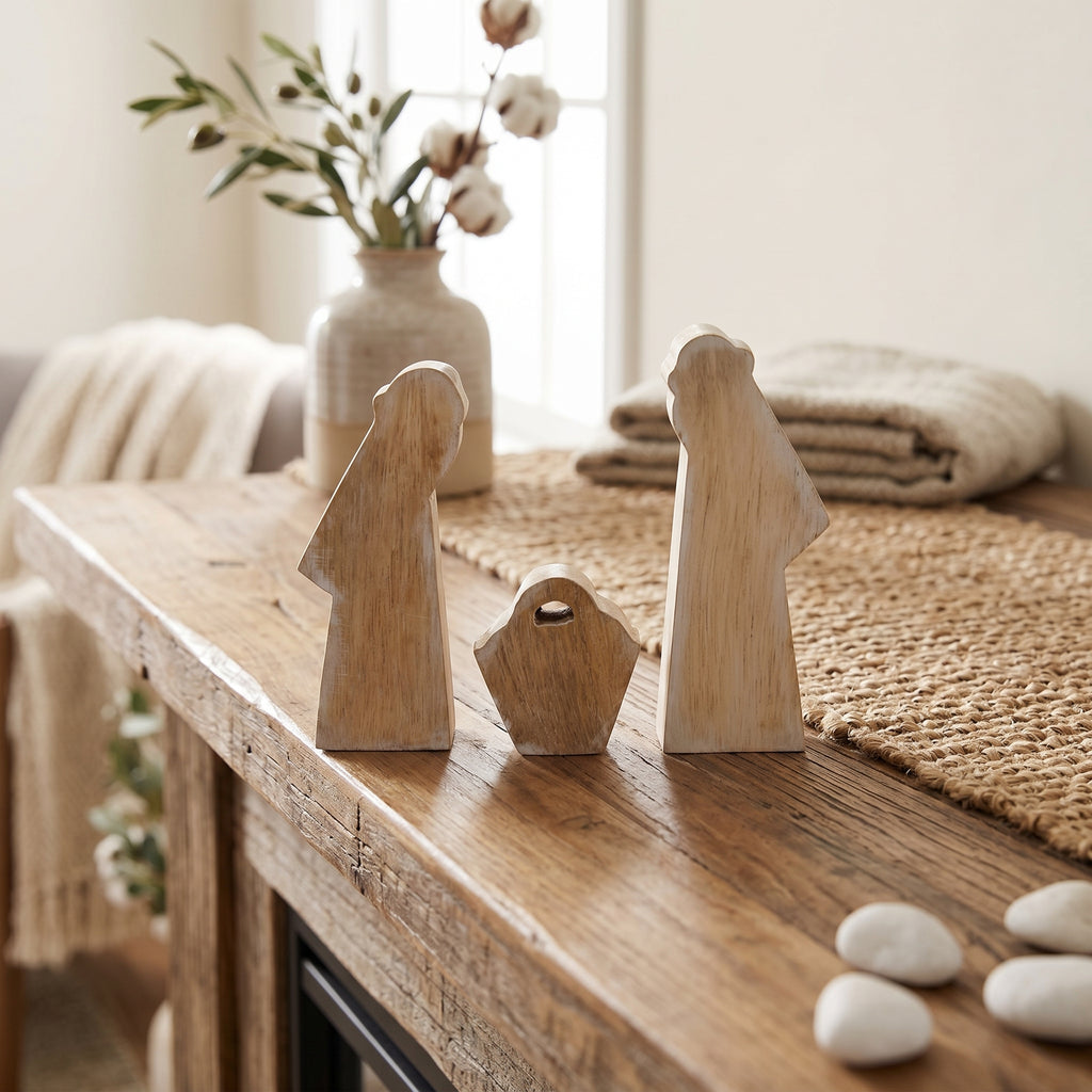 5" Mango Wood Cutout Set - Nativity (Set of 3) | Sundara Collection