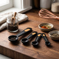 5" Decorative Wood Teaspoon Set - Black and Orange (Set of 4)