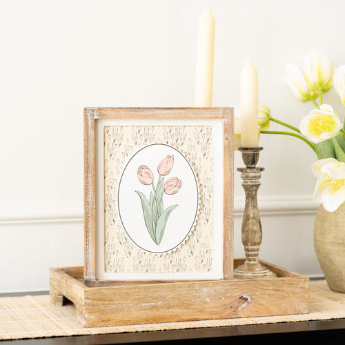 10" x 12" Reversible Wood Frame Sign - Tulip/Bunny