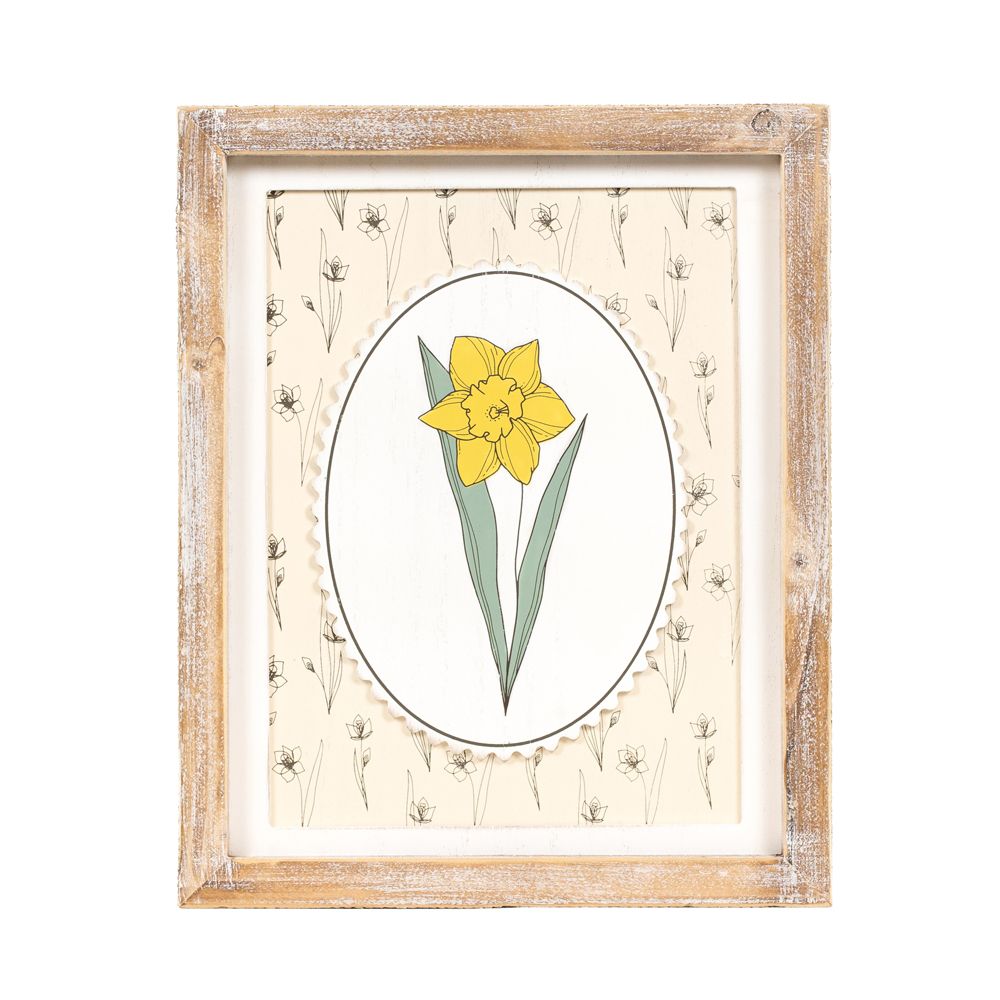 10" x 12" Reversible Wood Frame Sign - Daffodil/Chicks | Bunnies and Blooms Collection
