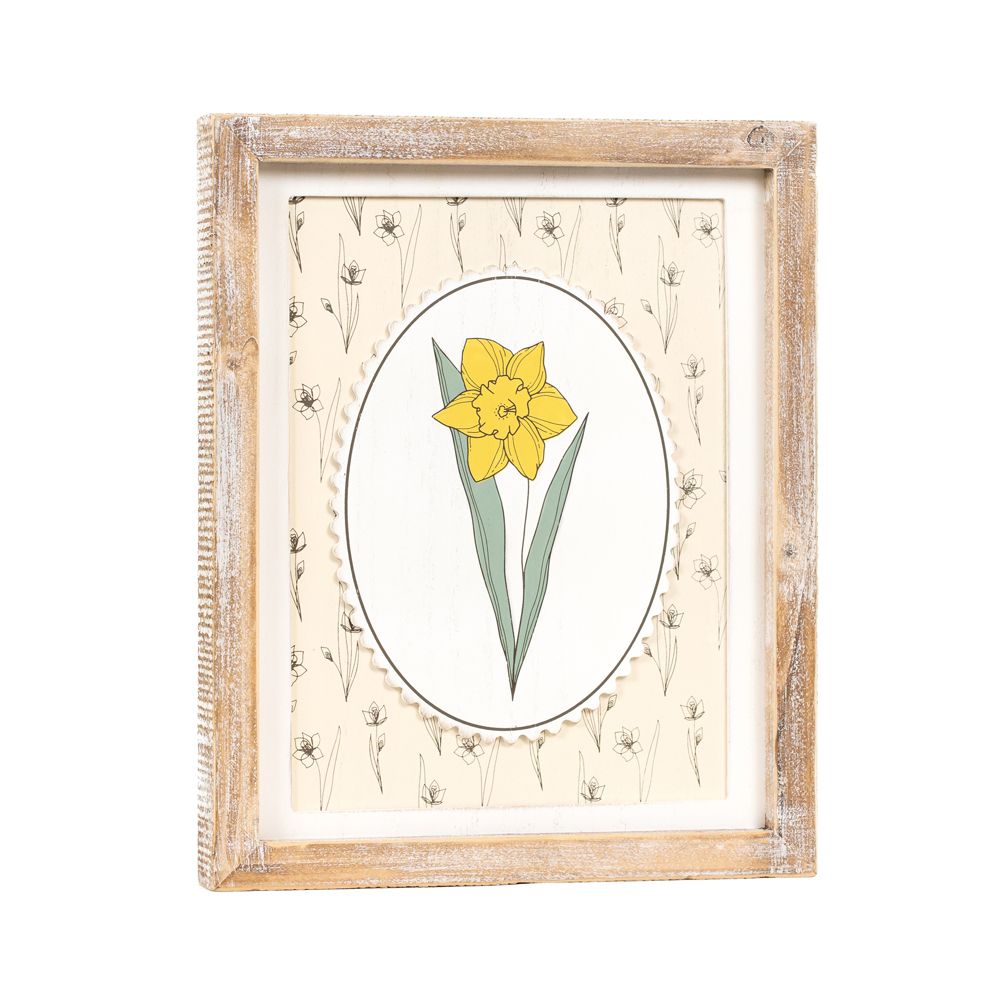 10" x 12" Reversible Wood Frame Sign - Daffodil/Chicks | Bunnies and Blooms Collection