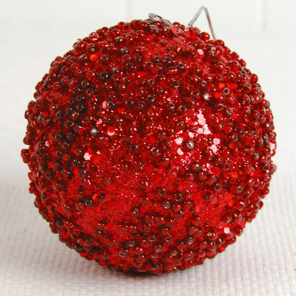 4" Jewel Ball Ornament, Red
