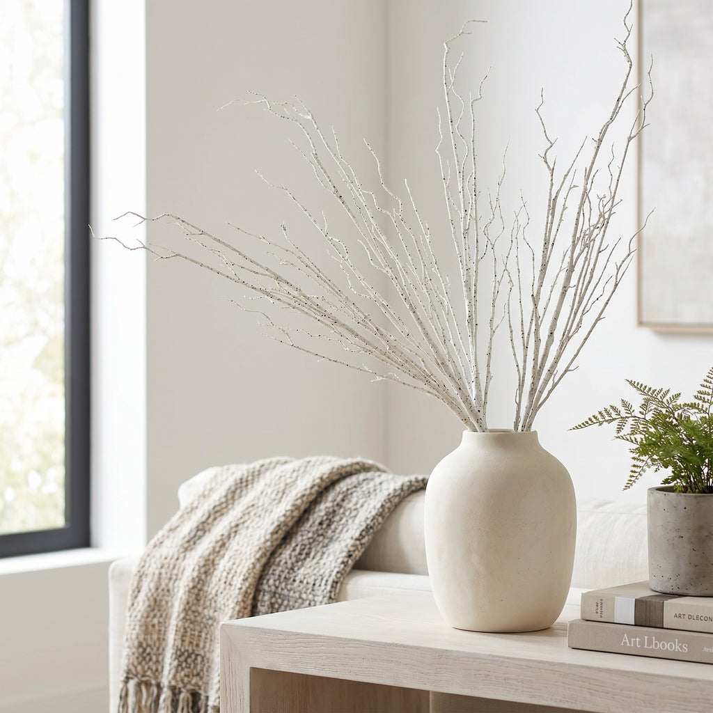 42" Faux Birch Branch - White