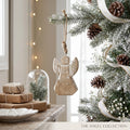 5" Mango Wood Ornament - Angel | Natural and White