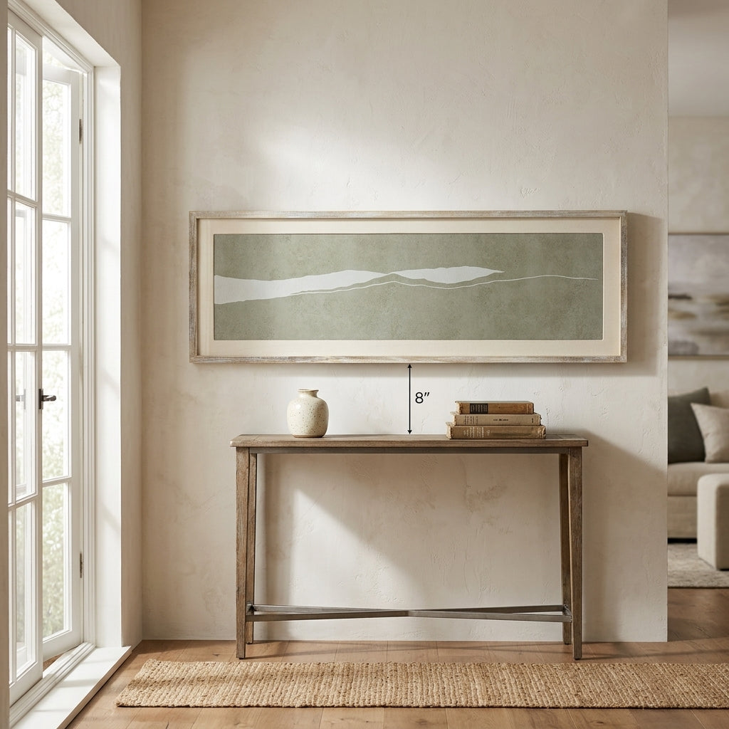 Plateau wood framed wall art in cream and gray.