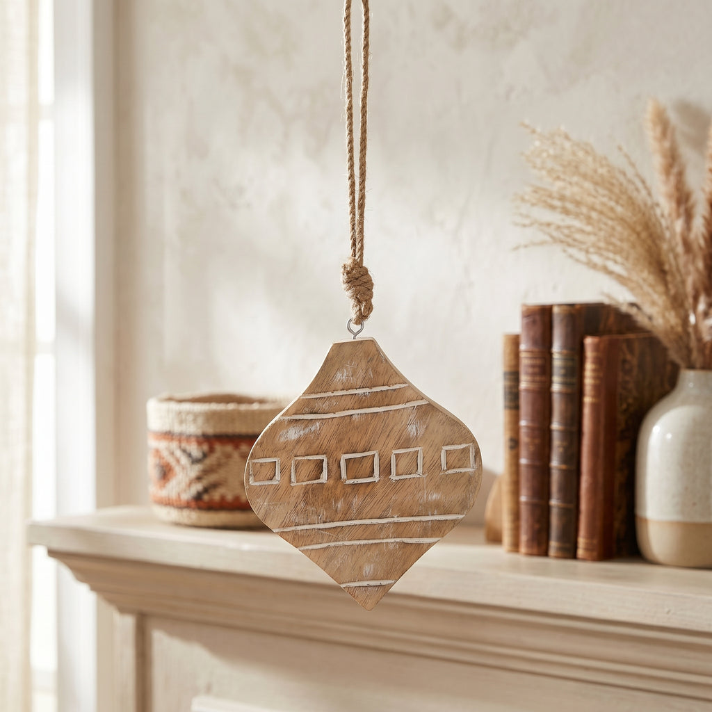 5" Mango Wood Ornament - Teardrop | Believe In Kindness Collection