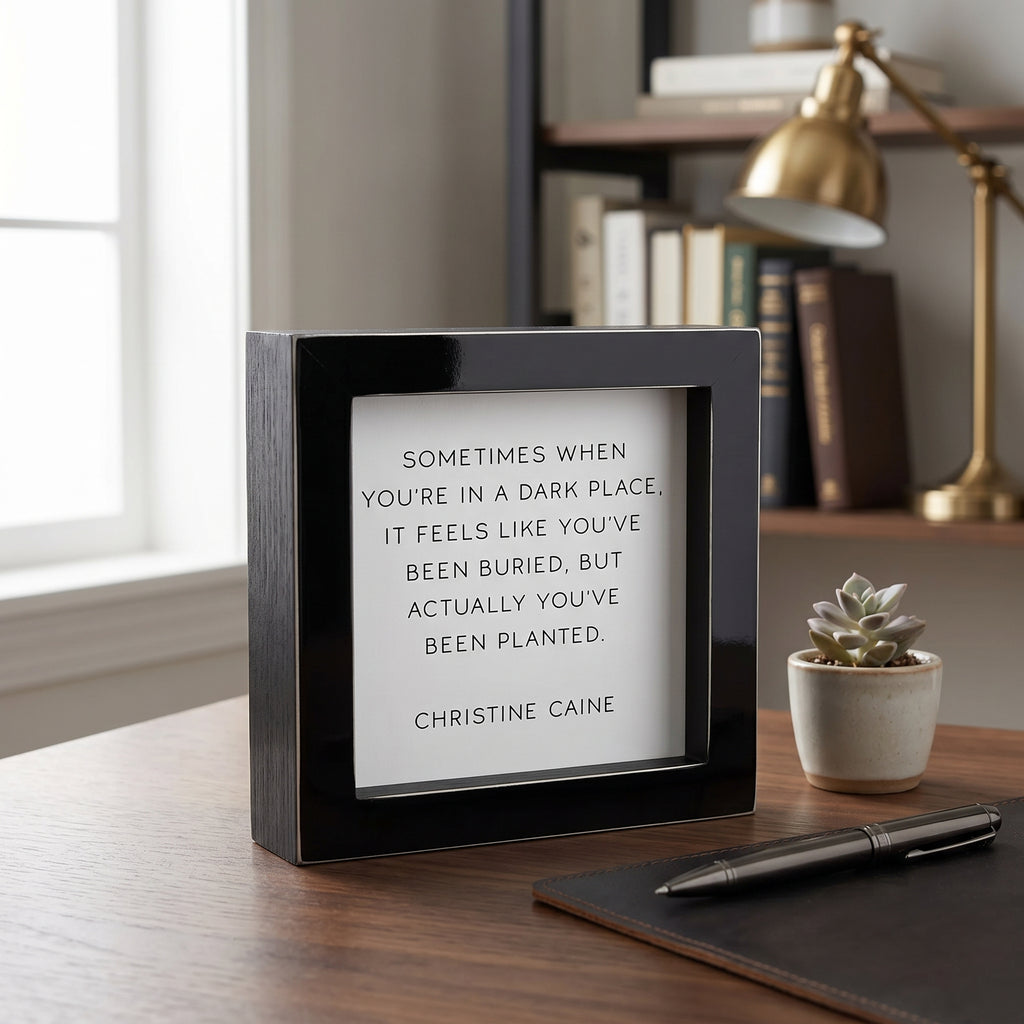 5" Wood Frame Sign - Planted | White and Black