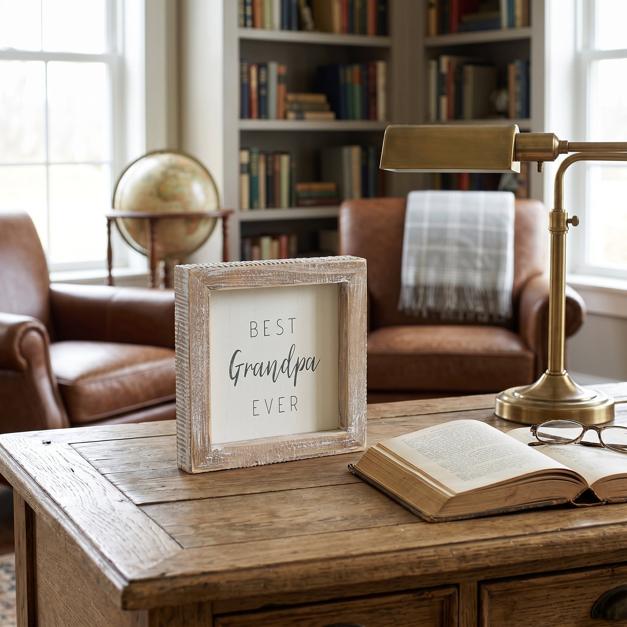 5" Wood Frame Sign - Best Grandpa Ever | White and Gray