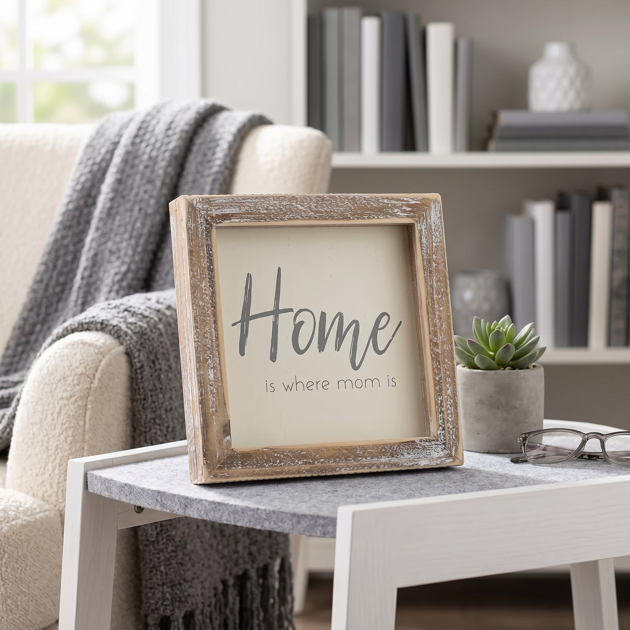 5" Wood Frame Sign - Home Is Where Mom Is | Mother's Day Collection