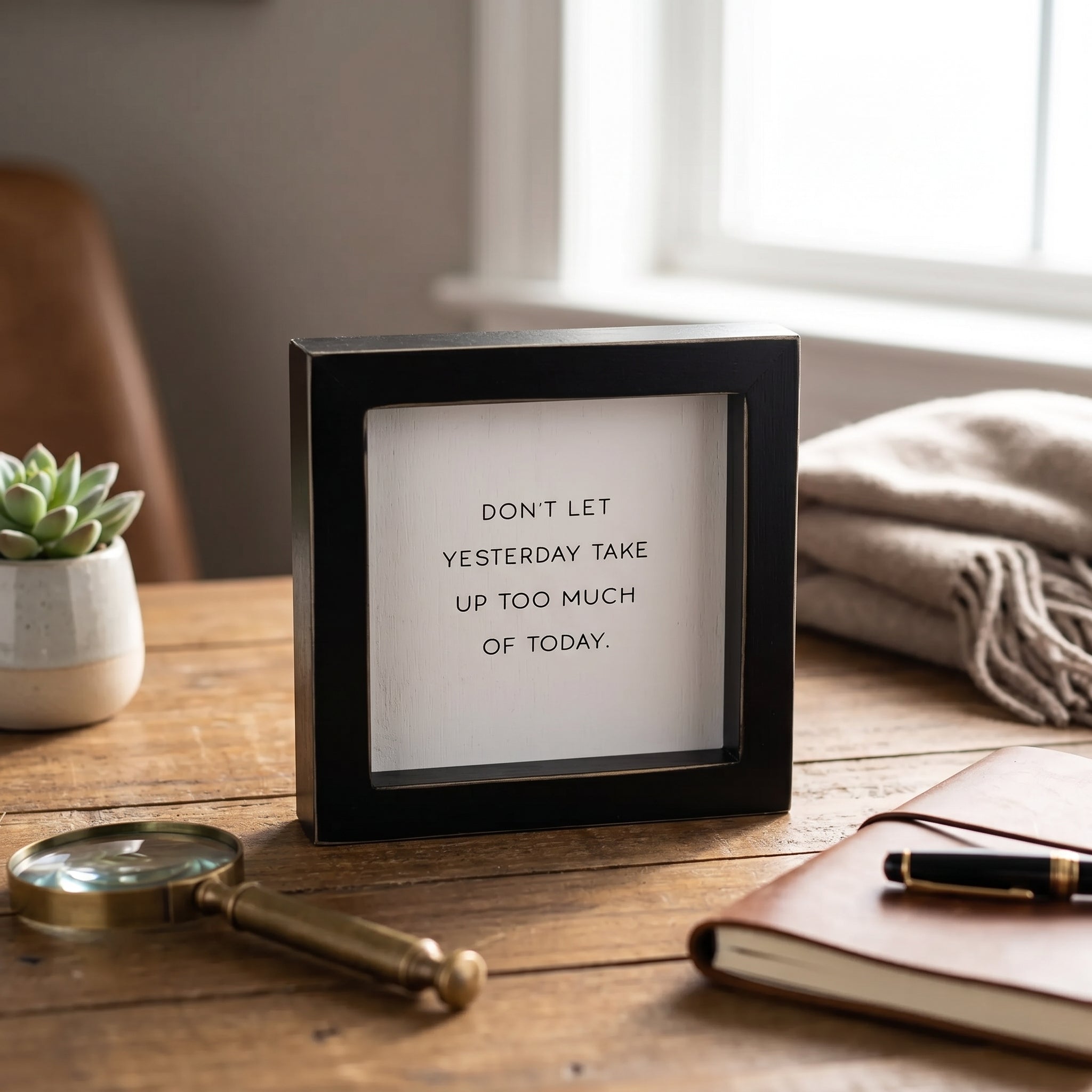 5" Wood Frame Sign - Yesterday | White and Black