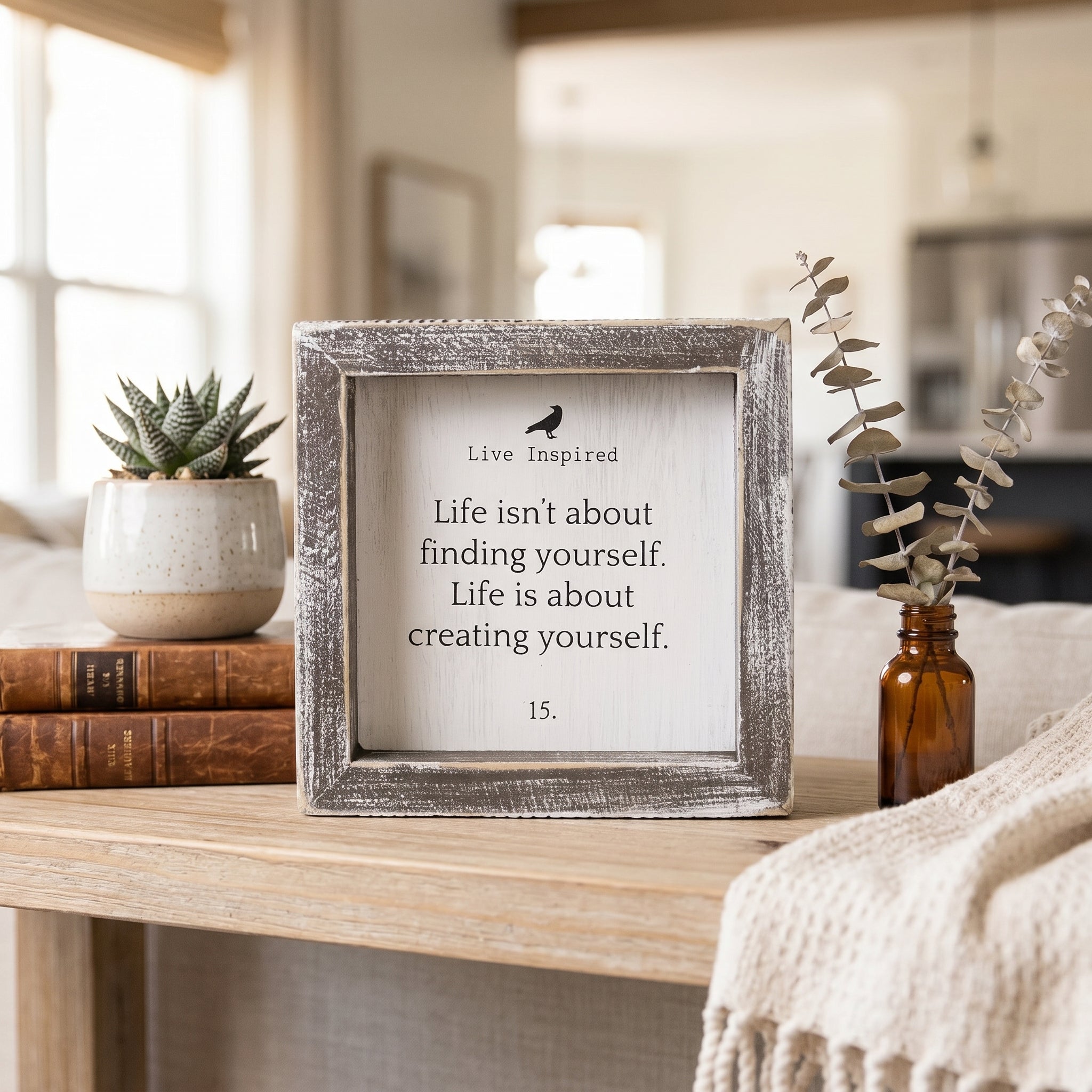 5" Wood Frame Sign - Creating Yourself | White and Black