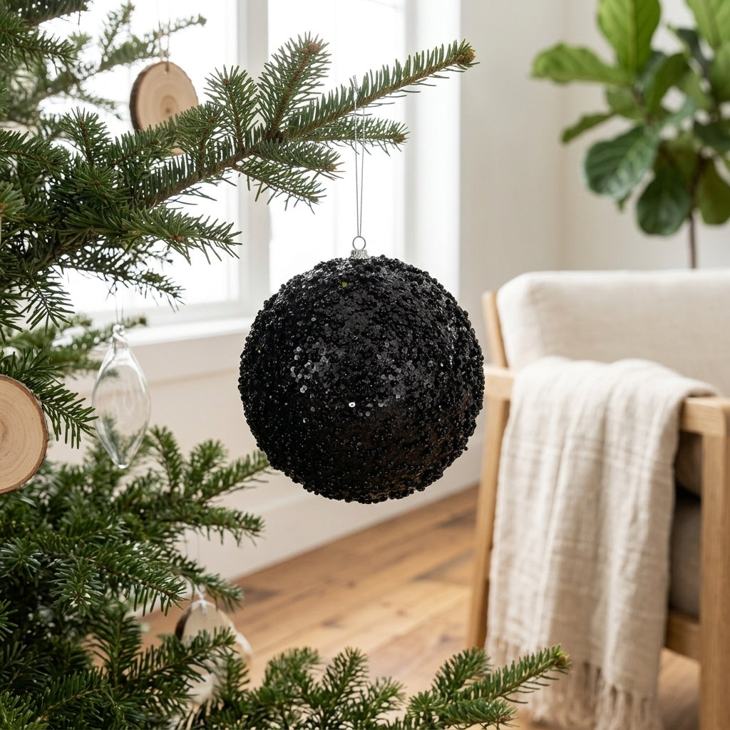 3" Jewel Ball Ornament - Black