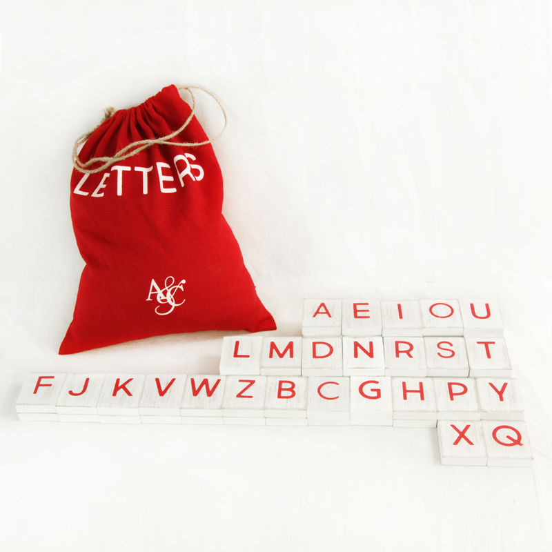 10" X 12.5" X 0.25" Bag of 70 Pieces 1.5" X 1.75" X 0.25" (Lollipop Letters) White/Red
