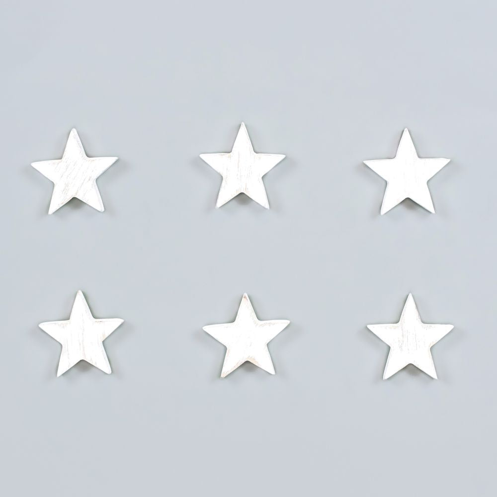 Letterboard Wood Shape Icons - White Stars (Set of 6)
