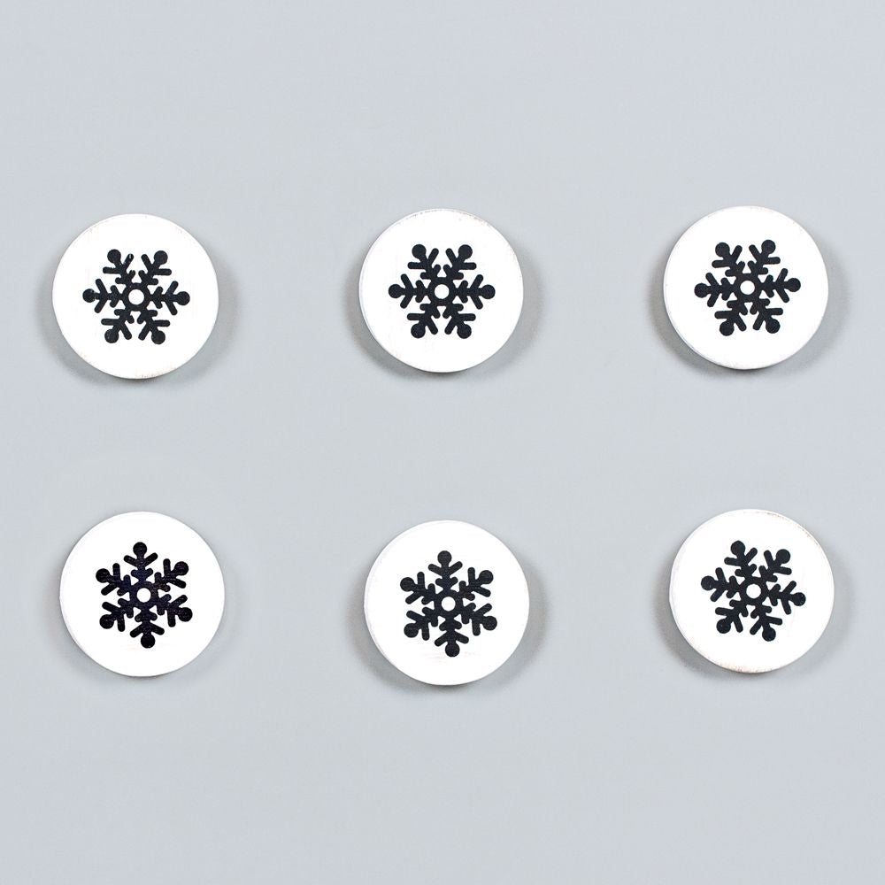 Letterboard Wood Shape Icons - White and Black Snowflakes (Set of 6)