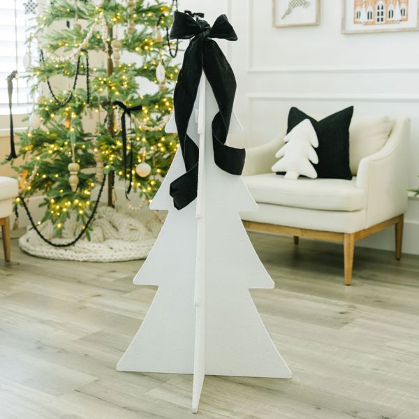 46" Wood Cutout Tree - Christmas | White