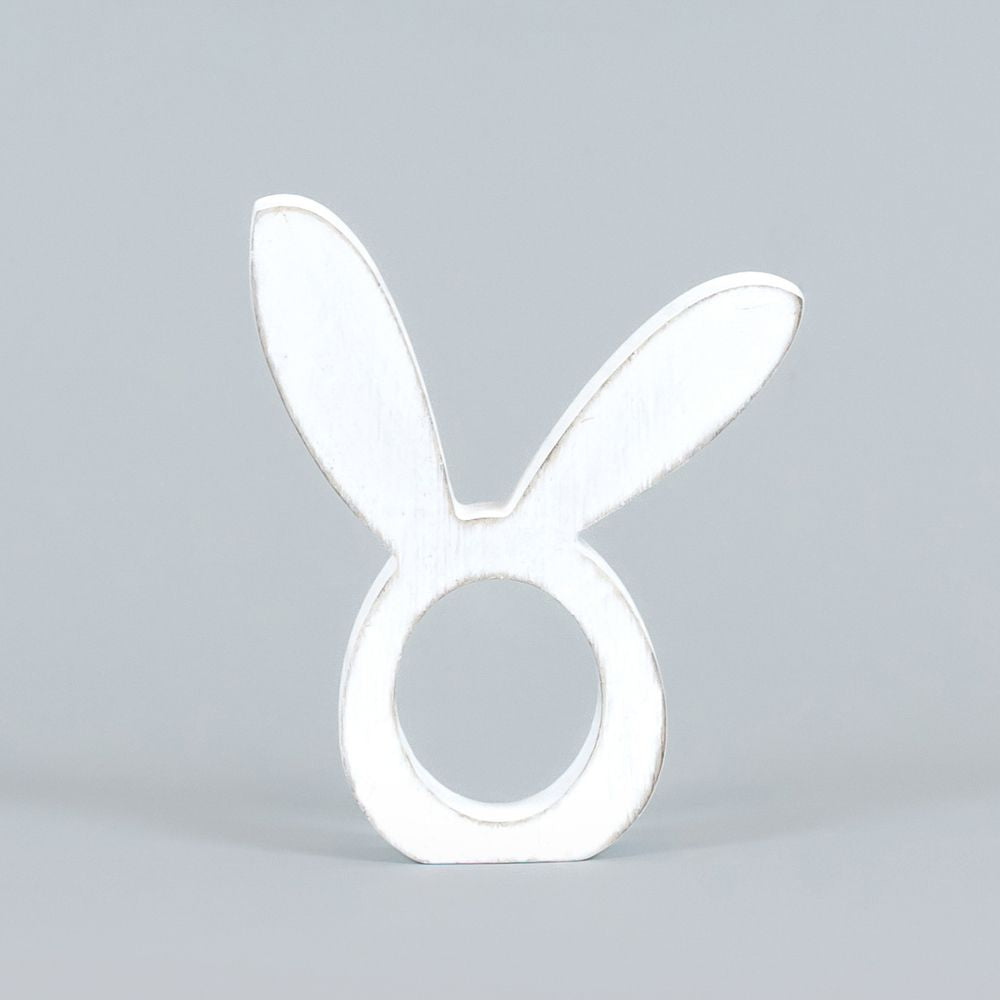 5" Wood Napkin Holder - Bunny Ear | White and Gray (Set of 6)