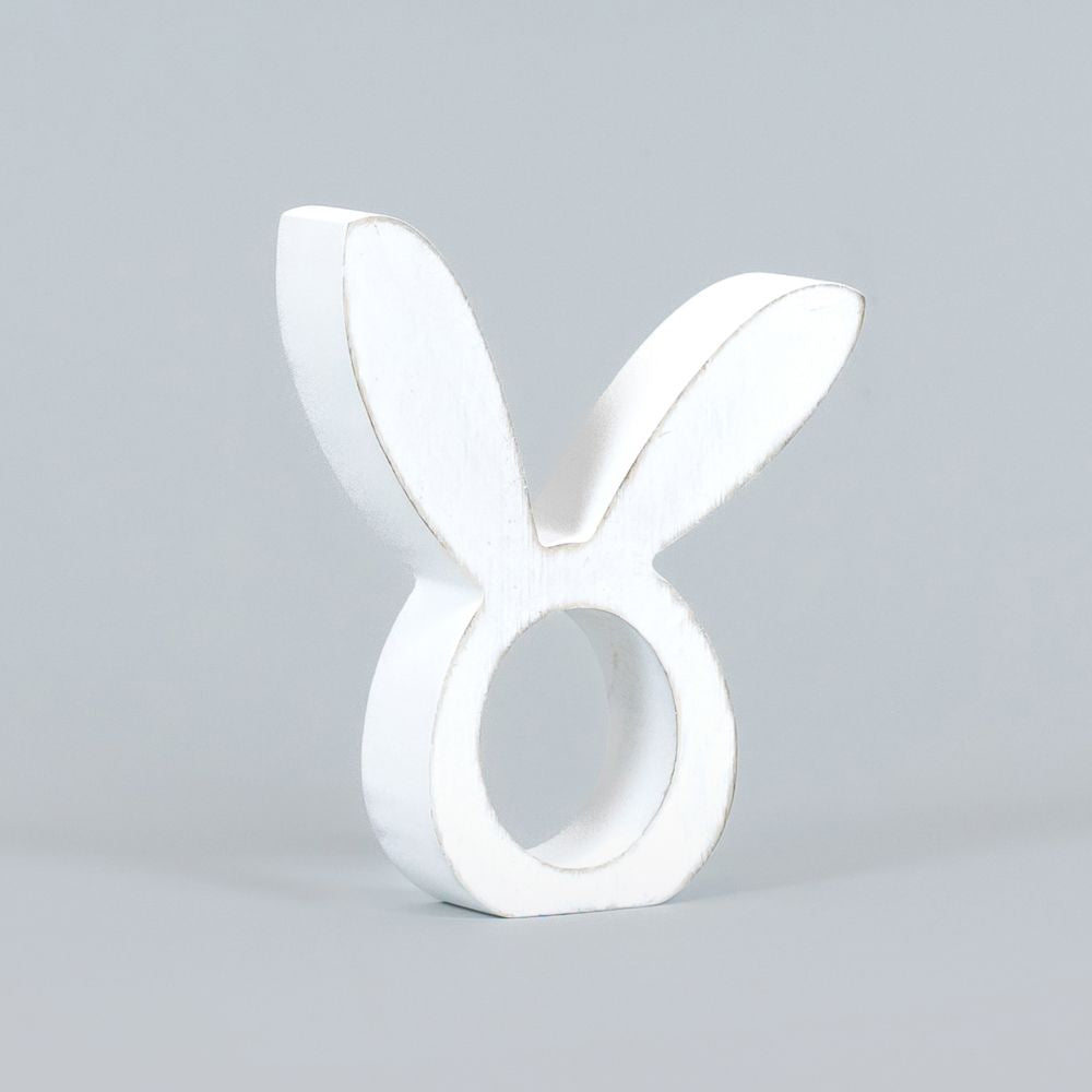 5" Wood Napkin Holder - Bunny Ear | White and Gray (Set of 6)