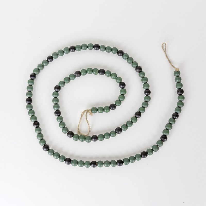 60" X .5" Wood Bead Garland, Green/Black