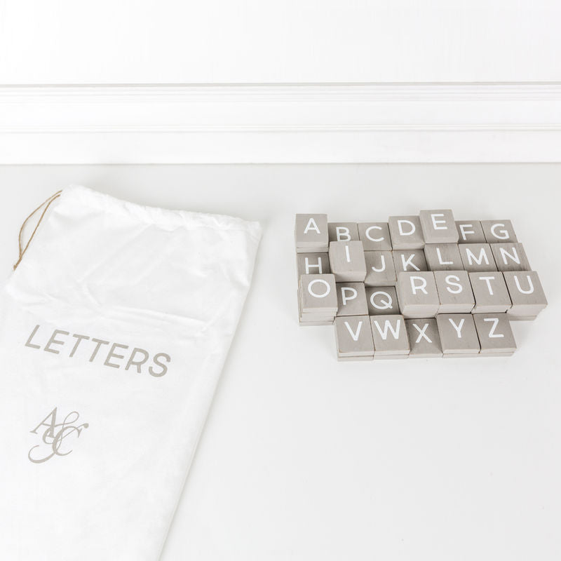 11" X 19.75" X .25" Bag of 70 pcs. 1.5" X 1.75" X .25" (Slate Letters) Gray/White