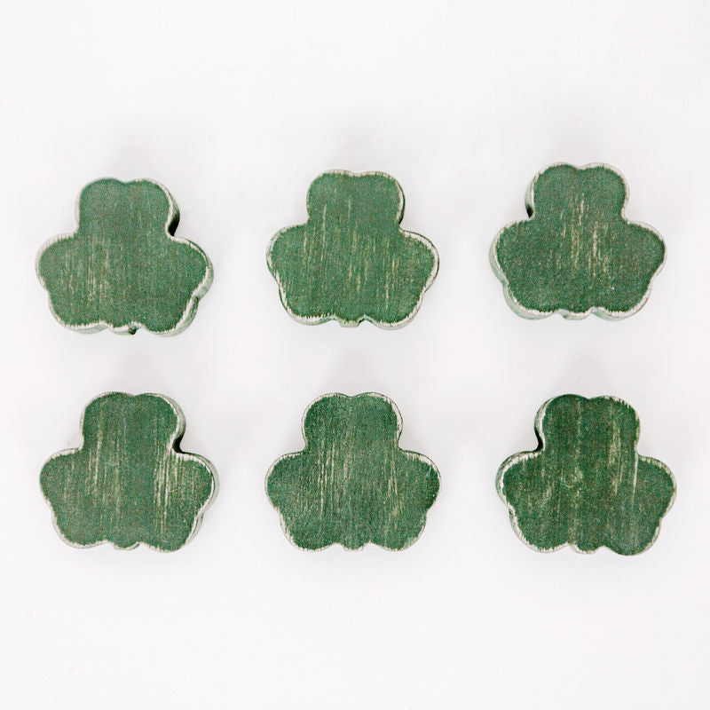 2" x 1.75" x .25" Wood Shapes, Set of 6 (Shamrocks), Green